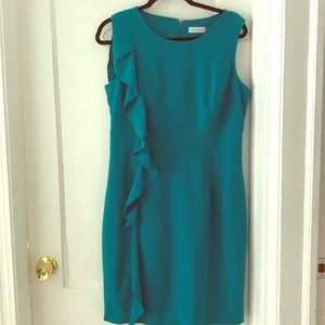 Gorgeous teal Calvin Klein Ruffle dress sz12